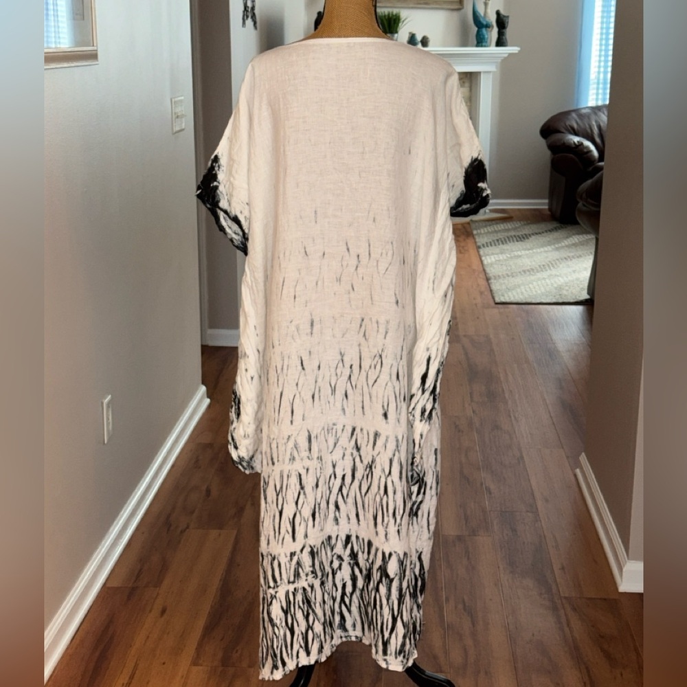 Hyena Brand BoHo tie dye Oversized rayon Cottagecore maxi woven Kaftan Dress M/L - Picture 6 of 11